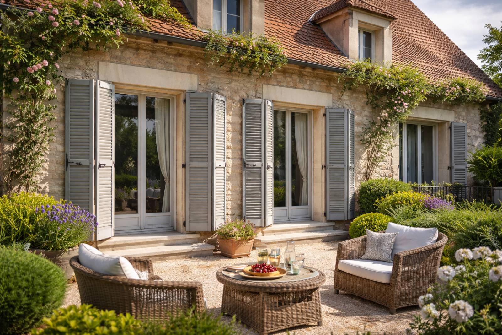 Pose de volet persienne pliante en bois en Isère (38)