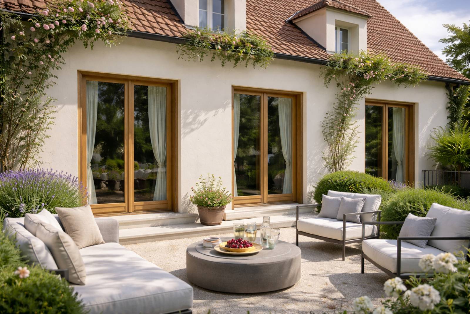 Pose de porte-fenêtre PVC imitation bois en Isère (38)