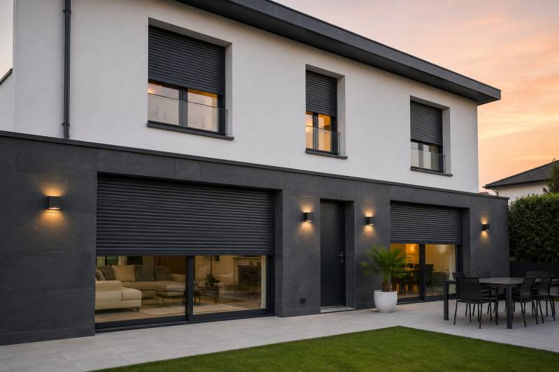 Pose de volets roulants motorisés en alu pour une maison contemporaine à Bourgoin-Jallieu